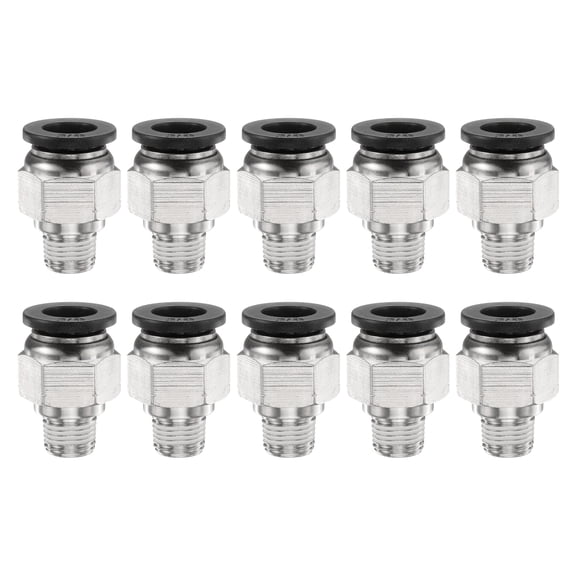 Uxcell 10pcs Push to Connect Fitting 3/8" x 1/8" Thread Straight Union Fitting, Black