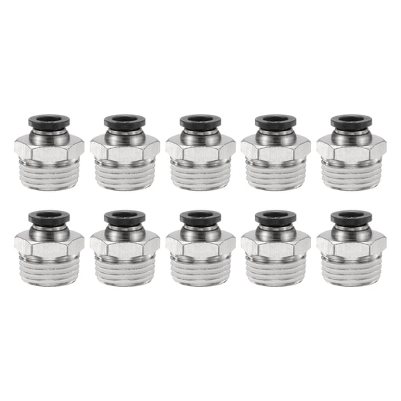 Uxcell 10pcs Push to Connect Fitting 5/16" x 1/2" Thread Straight Union Fitting, Black