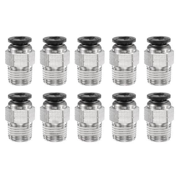 Uxcell 10pcs Push to Connect Fitting 5/32" x 1/8" Thread Straight Union Fitting, Black