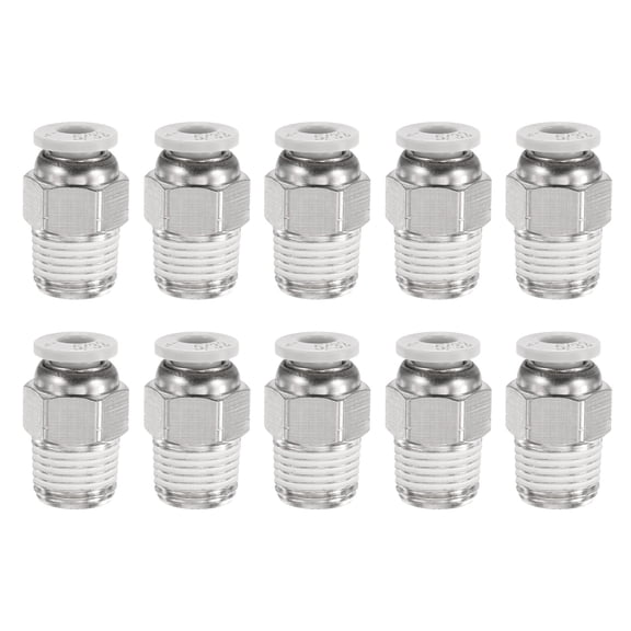 Uxcell 10pcs Push to Connect Fitting 5/32" x 1/8" Thread Straight Union Fitting, White