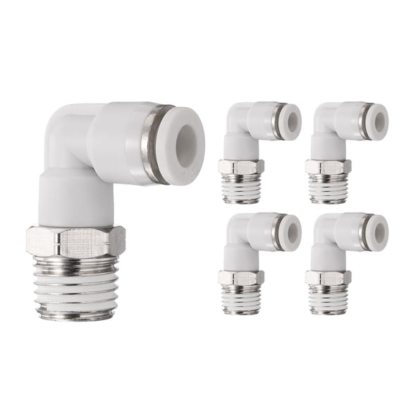 Uxcell 10pcs Push to Connect Fittings 1/2" to NPT1/8 Male Plastic Elbows Fitting White