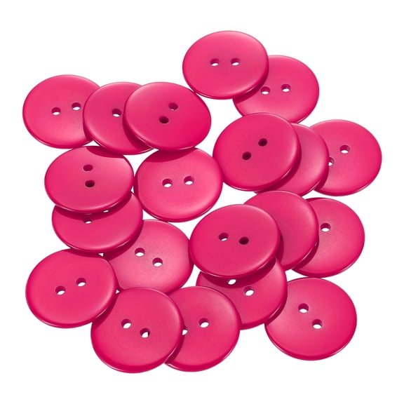 20pcs Resin Sewing Button, 25mm (1-inch) 2 Holes Round Craft Buttons, Rose Red