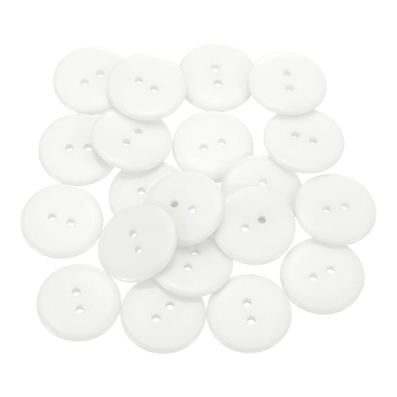 20pcs Resin Sewing Button, 25mm (1-inch) 2 Holes Round Craft Buttons, White