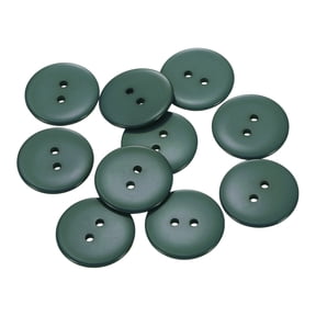 Uxcell 10Pcs Resin Sewing Button, 30mm 2 Holes Round Craft Buttons Dark Green