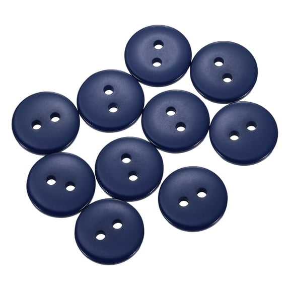 Uxcell 10Pcs Resin Sewing Button, 15mm 2 Holes Round Craft Buttons Midnight Blue