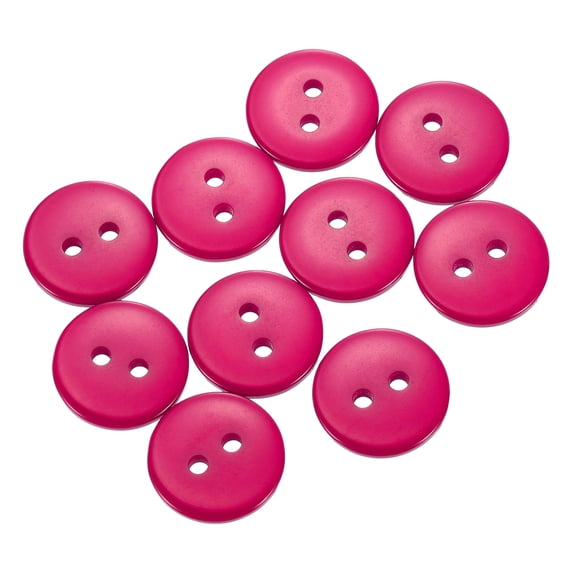 Uxcell 10Pcs Resin Sewing Button, 15mm 2 Holes Round Craft Buttons Rose Red