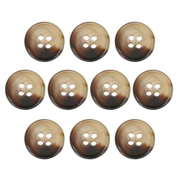 Uxcell 10pcs Resin Sewing Button, 18mm 5/8-inch 4 Holes Round Buttons for Coat, Men's Suit, Clothes Garment, 1#Coffee Brown