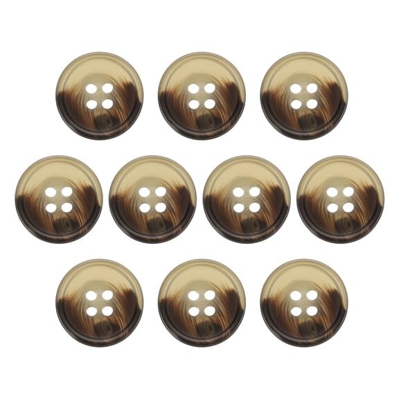 Uxcell 10pcs Resin Sewing Button, 18mm 5/8-inch 4 Holes Round Buttons for Coat, Men's Suit, Clothes Garment, 2#Coffee Brown