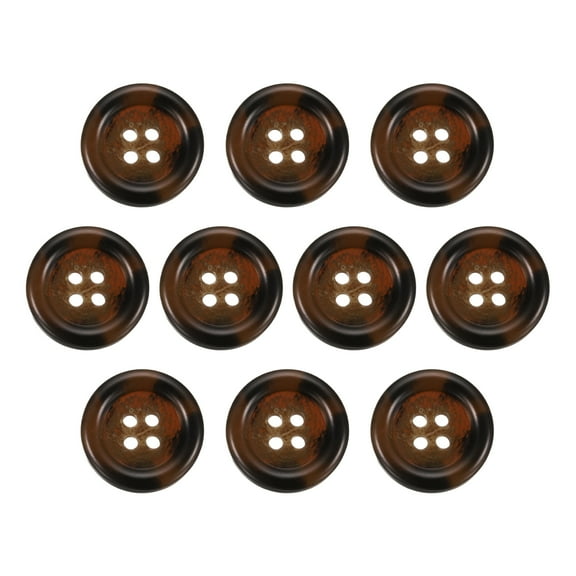 Uxcell 10pcs Resin Sewing Button, 20mm 5/8-inch 4 Holes Round Buttons for Coat, Men's Suit, Clothes Garment, 5#Coffee Brown