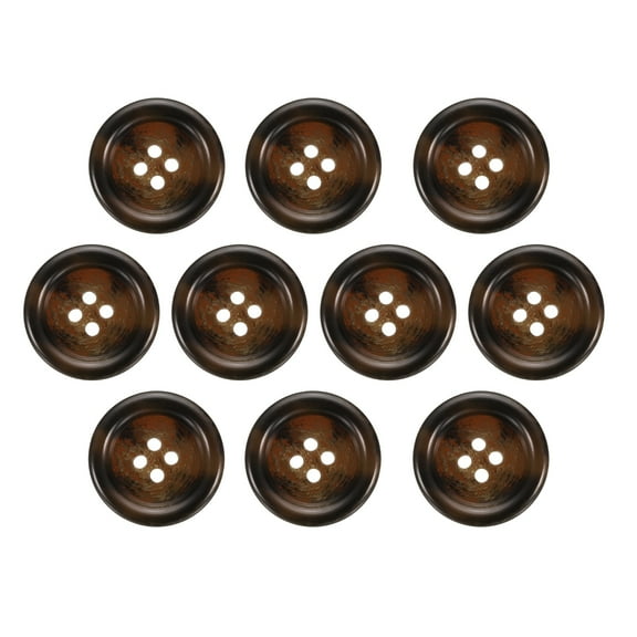 Uxcell 10pcs Resin Sewing Button, 23mm 5/8-inch 4 Holes Round Buttons for Coat, Men's Suit, Clothes Garment, 5#Coffee Brown