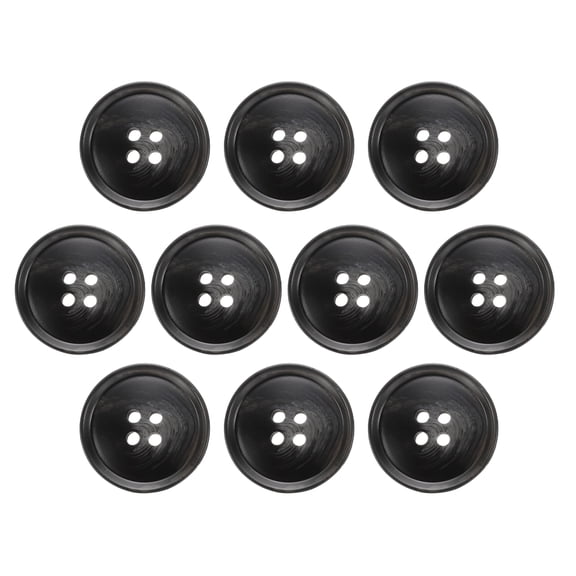 Uxcell 10pcs Resin Sewing Button, 23mm 5/8-inch 4 Holes Round Buttons for Coat, Men's Suit, Clothes Garment, 7#Black