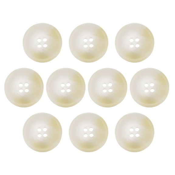 Uxcell 10pcs Resin Sewing Button, 25mm 5/8-inch 4 Holes Round Buttons for Coat, Men's Suit, Clothes Garment, 2#White