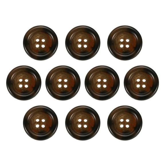 Uxcell 10pcs Resin Sewing Button, 25mm 5/8-inch 4 Holes Round Buttons for Coat, Men's Suit, Clothes Garment, 5#Coffee Brown