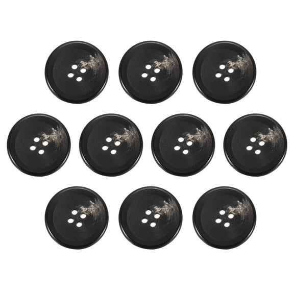Uxcell 10pcs Resin Sewing Button, 28mm 5/8-inch 4 Holes Round Buttons for Coat, Men's Suit, Clothes Garment, 1#Black