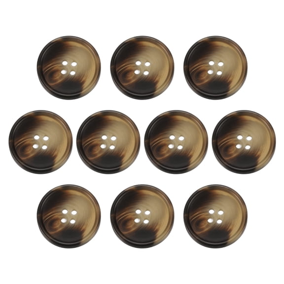 Uxcell 10pcs Resin Sewing Button, 28mm 5/8-inch 4 Holes Round Buttons for Coat, Men's Suit, Clothes Garment, 2#Coffee Brown