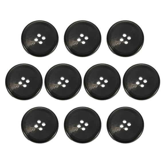 Uxcell 10pcs Resin Sewing Button, 30mm 5/8-inch 4 Holes Round Buttons for Coat, Men's Suit, Clothes Garment, 1#Black