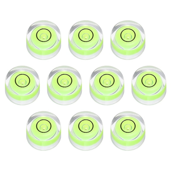 Uxcell 10pcs Round Bubble Level 14x8mm - Mini Circular Bullseye Spirit Levels Measuring Layout Tools for Leveling Camera/Tripod/Telescope/Workshop/Turntable/Pictures Frame, Green