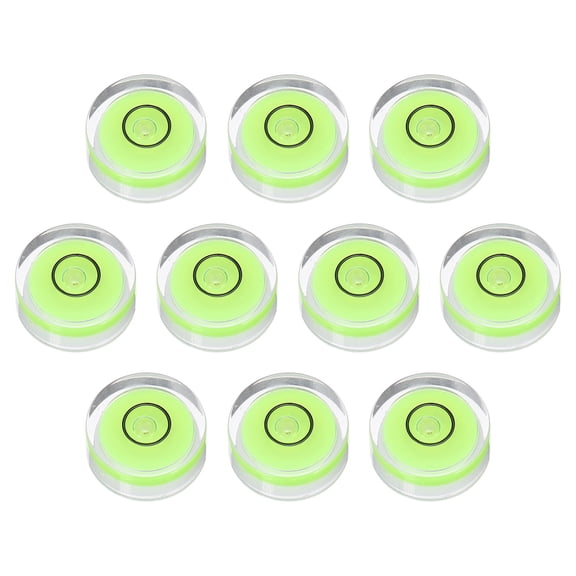 Uxcell 10pcs Round Bubble Level 15x6mm - Mini Circular Bullseye Spirit Levels Measuring Layout Tools for Leveling Camera/Tripod/Telescope/Workshop/Turntable/Pictures Frame, Green