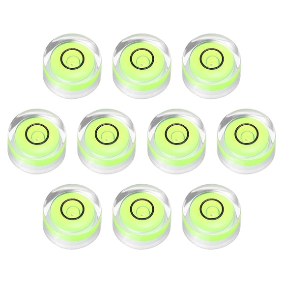 Uxcell 10pcs Round Bubble Level 15x8mm - Mini Circular Bullseye Spirit Levels Measuring Layout Tools for Leveling Camera/Tripod/Telescope/Workshop/Turntable/Pictures Frame, Green