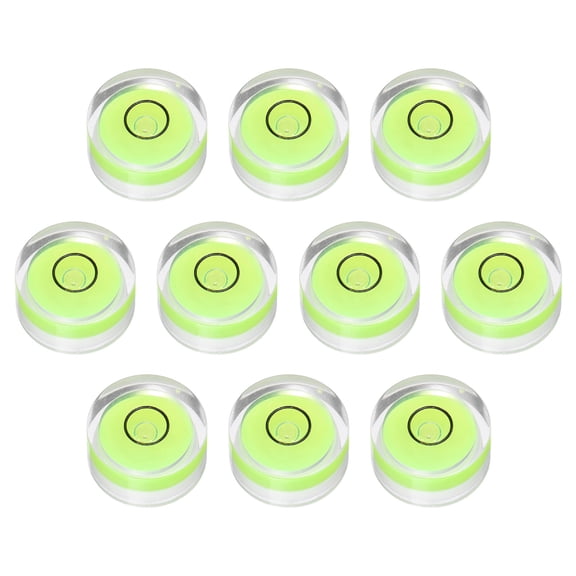 Uxcell 10pcs Round Bubble Level 18x9mm - Mini Circular Bullseye Spirit Levels Measuring Layout Tools for Leveling Camera/Tripod/Telescope/Workshop/Turntable/Pictures Frame, Green