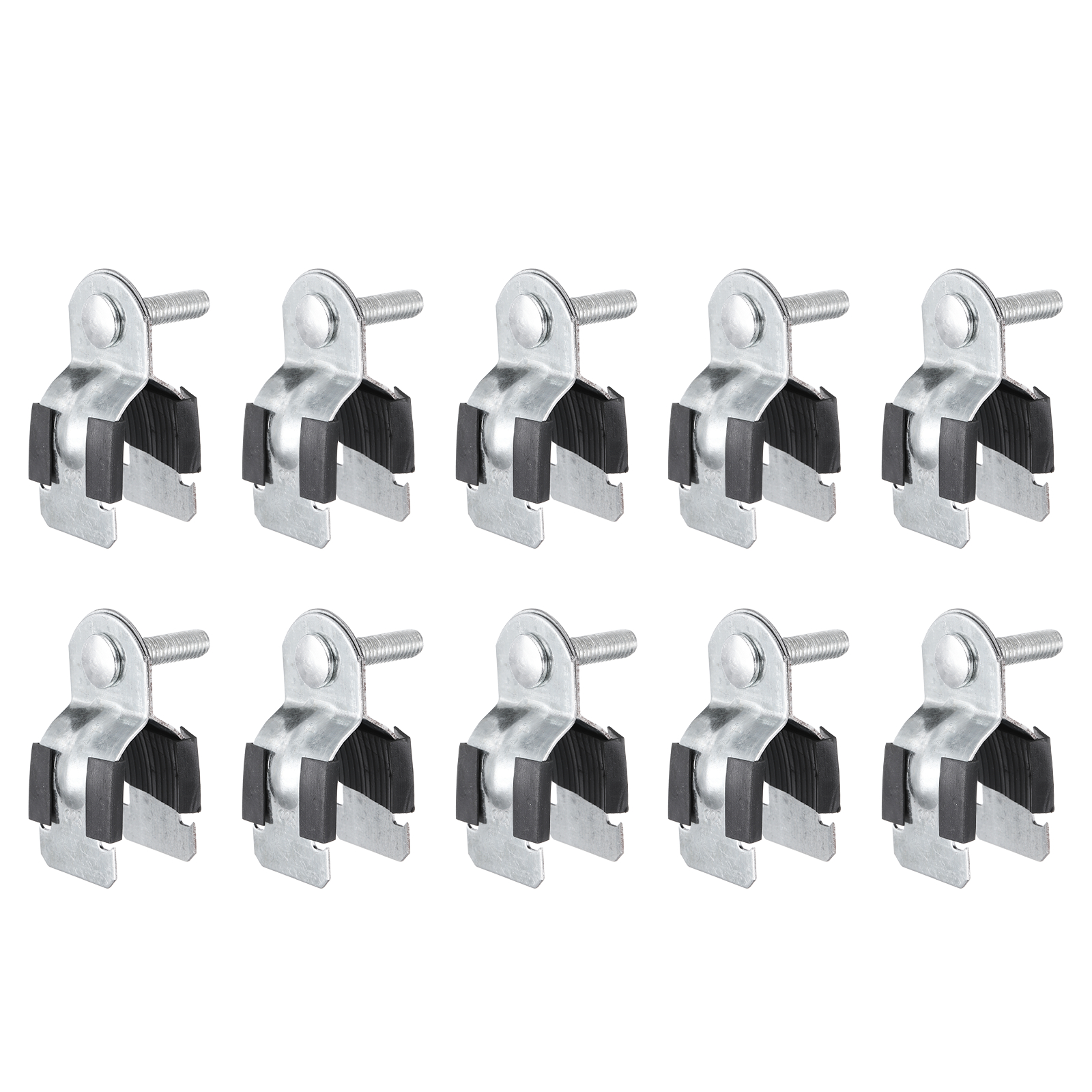 Uxcell 10pcs Rubber Cushion Strut Clamp 1" Universal Carbon Steel Strut Clamps with Bolt and Nut for Copper PEX Pipes CVPC Tubing, Silver Black