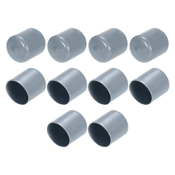 Uxcell 10pcs Rubber End Caps 29mm(1.1") ID Vinyl Round End Cap Cover Screw Thread Protectors Grey