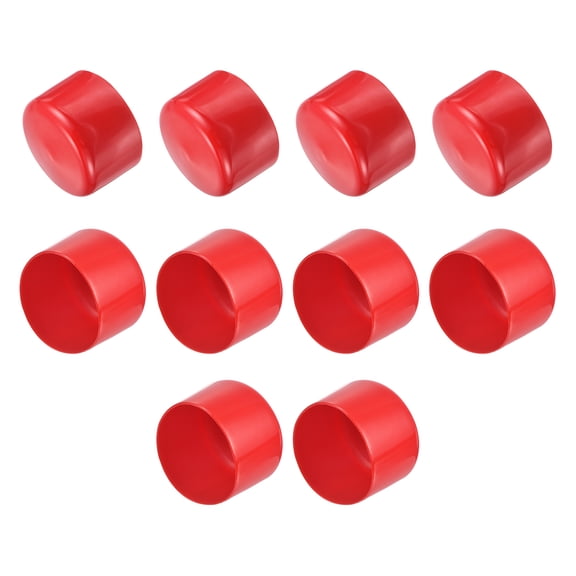 Uxcell 10pcs Rubber End Caps 60mm ID Vinyl Round Tube Bolt Cap Cover Thread Protectors Red