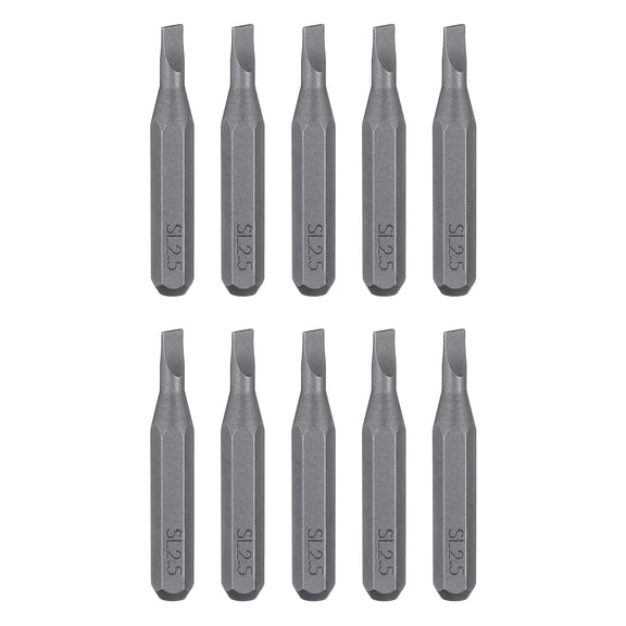 Uxcell 10pcs SL2.5 Slotted Screwdriver Bit 5/32" Hex Magnetic Flat Head S2 Steel