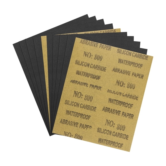 Uxcell 10pcs Sand Papers - [9 x 11 Inch x 800 Grits] Sandpaper Sheets for Metal Auto Wood Polishing and Scratches Removing, Silicon Carbide Abrasive