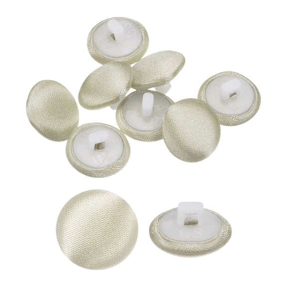Uxcell 10pcs Satin Buttons 0.5" Smooth Satin Covered Round Buttons with Shank for Bridal Wedding Dress, Dark Beige