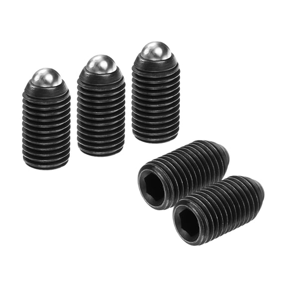 Uxcell 10pcs Screw Thread Ball Plunger M16 x 30mm High Carbon Steel Hex Socket Spring Plunger Ball for Lubrication Pneumatic Tools, Black