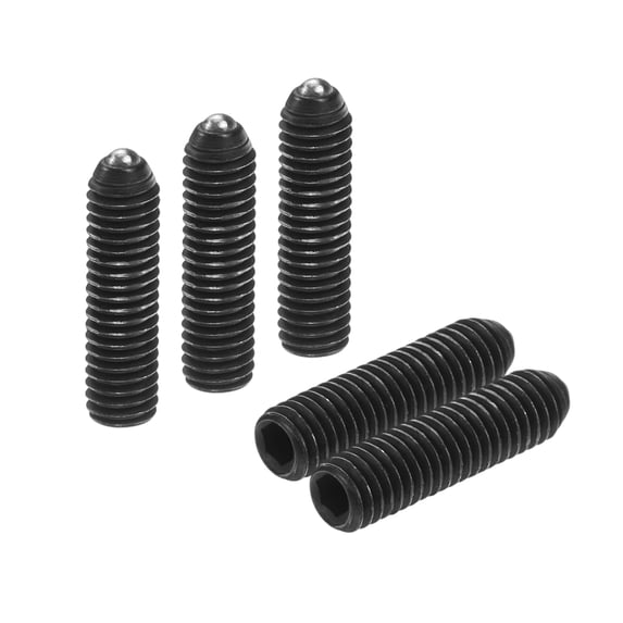 Uxcell 10pcs Screw Thread Ball Plunger M3 x 12mm High Carbon Steel Hex Socket Spring Plunger Ball for Lubrication Pneumatic Tools, Black