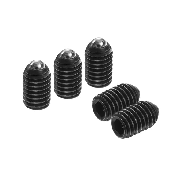 Uxcell 10pcs Screw Thread Ball Plunger M5 x 8mm High Carbon Steel Hex Socket Spring Plunger Ball for Lubrication Pneumatic Tools, Black