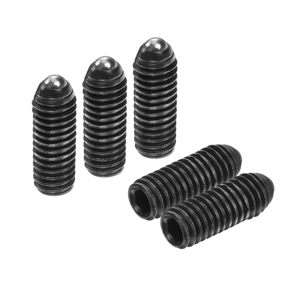 Uxcell 10pcs Screw Thread Ball Plunger M6 x 16mm High Carbon Steel Hex Socket Spring Plunger Ball for Lubrication Pneumatic Tools, Black