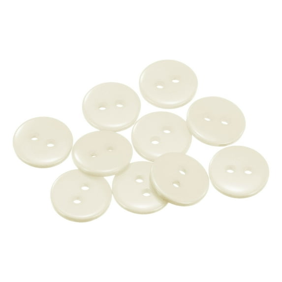 Uxcell 10Pcs Sewing Button 1/2"(12.5mm) 2 Holes Resin Round Craft Replacement Buttons, Beige
