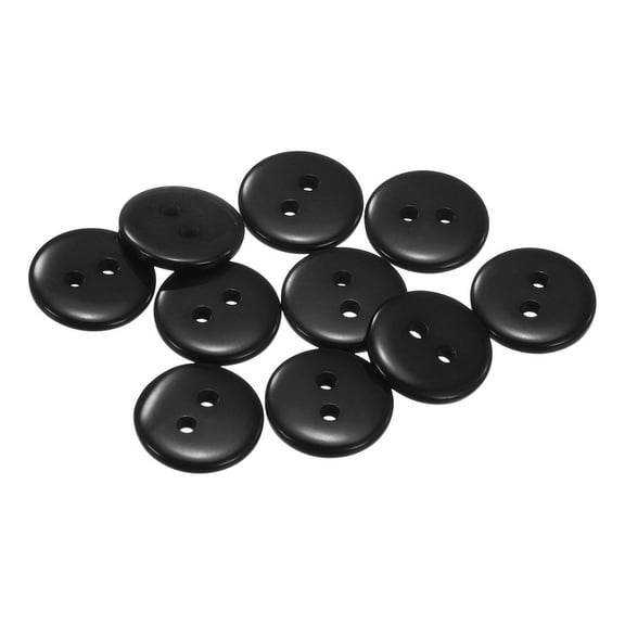 Uxcell 10Pcs Sewing Button 1/2"(12.5mm) 2 Holes Resin Round Craft Replacement Buttons, Black