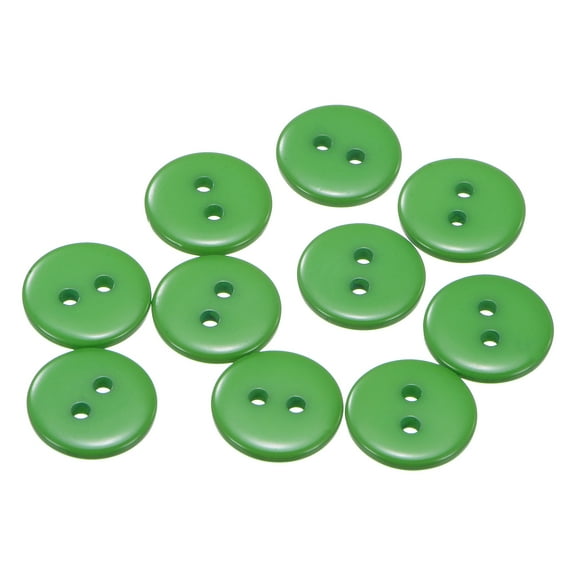 Uxcell 10Pcs Sewing Button 1/2"(12.5mm) 2 Holes Resin Round Craft Replacement Buttons, Green