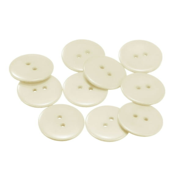 Uxcell 10Pcs Sewing Button 1" 2 Holes Resin Round Craft Replacement Buttons, Beige