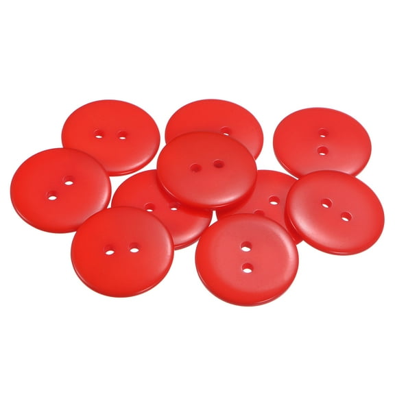 Uxcell 10Pcs Sewing Button 1" 2 Holes Resin Round Craft Replacement Buttons, Red