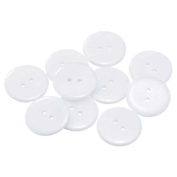Uxcell 10Pcs Sewing Button 1"(25mm) 2 Holes Resin Round Craft Replacement Buttons, White