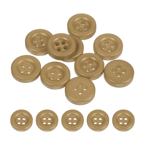 Uxcell 10pcs Sewing Button 11mm 4 Holes Resin Round Crafting Buttons, Brown