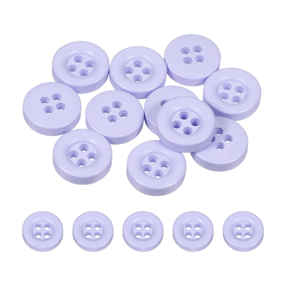 Uxcell 10pcs Sewing Button 11mm 4 Holes Resin Round Crafting Buttons, Purple