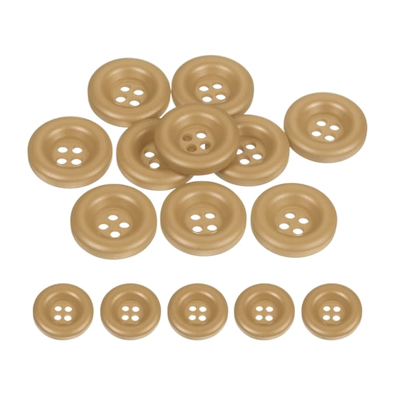 Uxcell 10pcs Sewing Button 15mm 4 Holes Resin Round Crafting Buttons, Brown