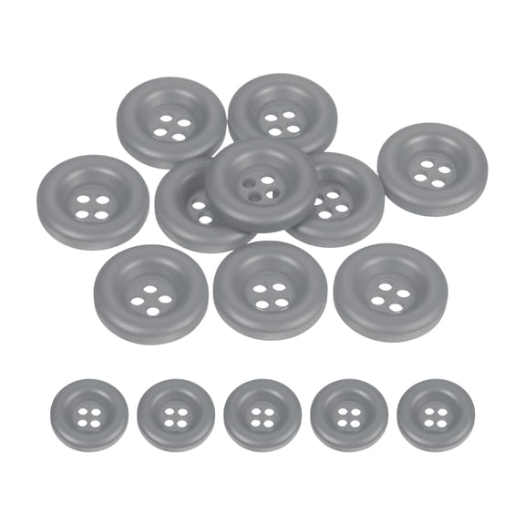 Uxcell 10pcs Sewing Button 15mm 4 Holes Resin Round Crafting Buttons, Gray