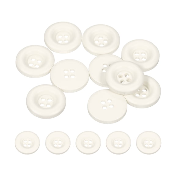 Uxcell 10pcs Sewing Button 15mm 4 Holes Resin Round Crafting Buttons, White