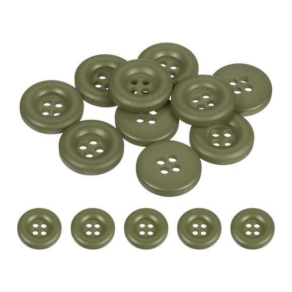 Uxcell 10pcs Sewing Button 18mm 4 Holes Resin Round Crafting Buttons, Green