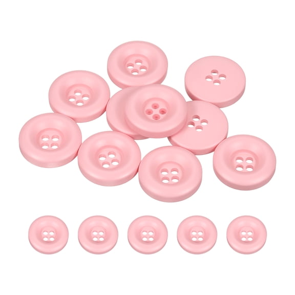 Uxcell 10pcs Sewing Button 18mm 4 Holes Resin Round Crafting Buttons, Pink