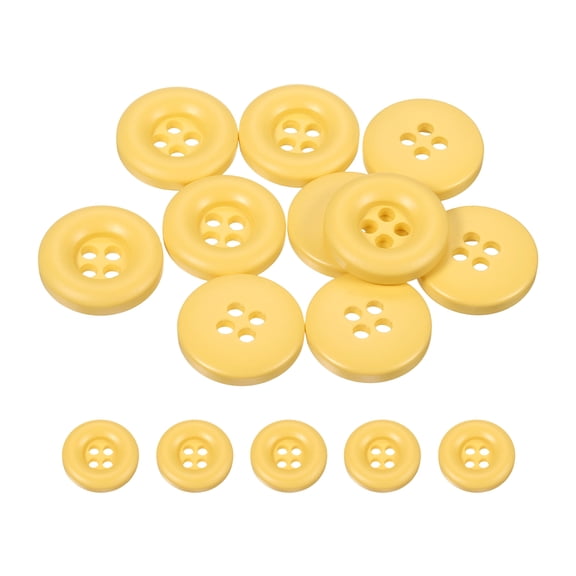 Uxcell 10pcs Sewing Button 18mm 4 Holes Resin Round Crafting Buttons, Yellow