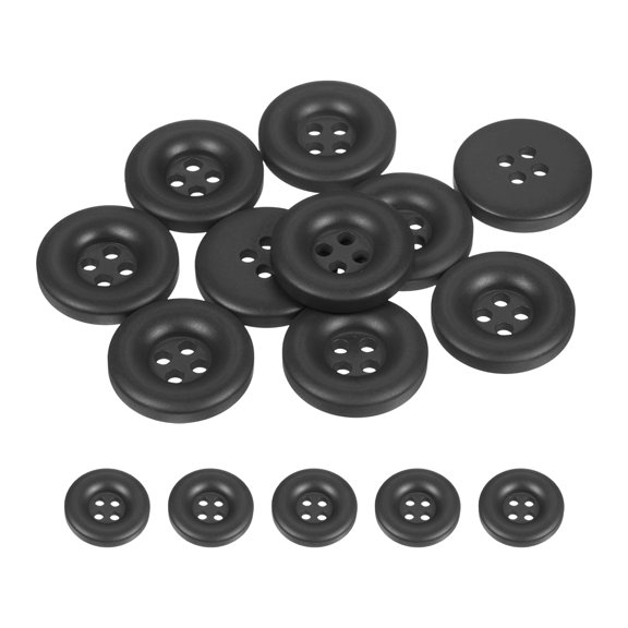 Uxcell 10pcs Sewing Button 20mm 4 Holes Resin Round Crafting Buttons, Black