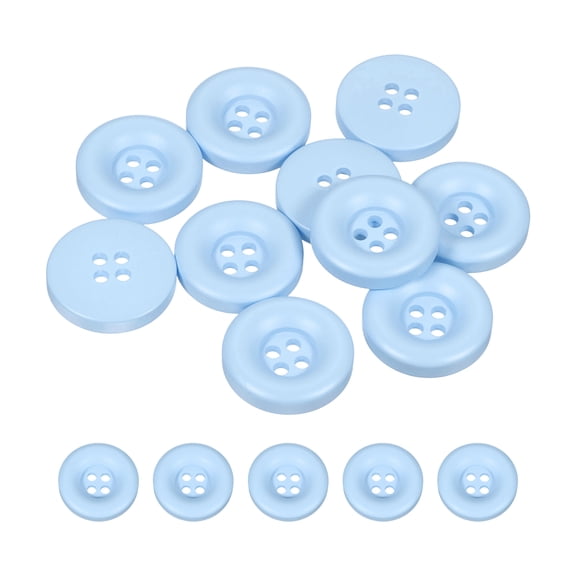 Uxcell 10pcs Sewing Button 20mm 4 Holes Resin Round Crafting Buttons, Blue